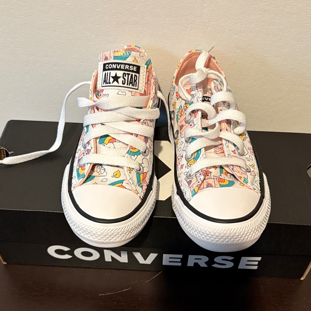 Converse Kids' White Sneakers with Colorful Print - Picture 2 of 6